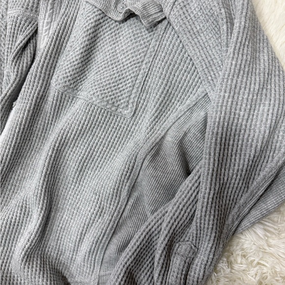 Aerie Gray Waffle Knit Shacket - Picture 2 of 5